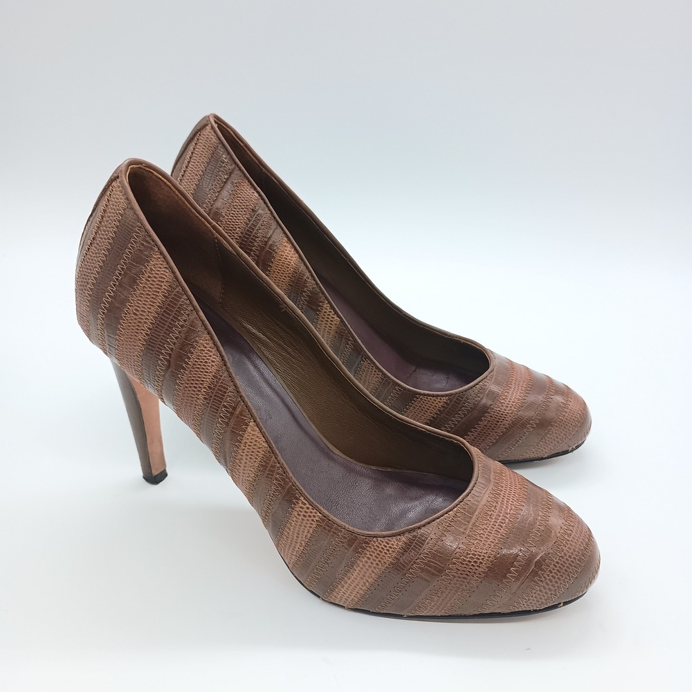 Cole Haan Air Pumps Brown Embossed Leather Stiletto Heels Womens 8B